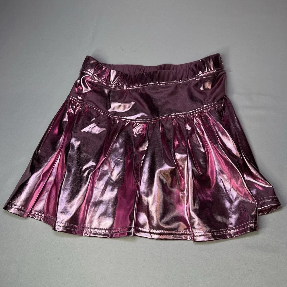 Azarhia Pink Metallic Skirt Skort‎ Little Girl 8/9 Shimmery Reflective Cute